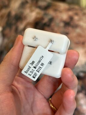 Moissanite and Sterling earrings